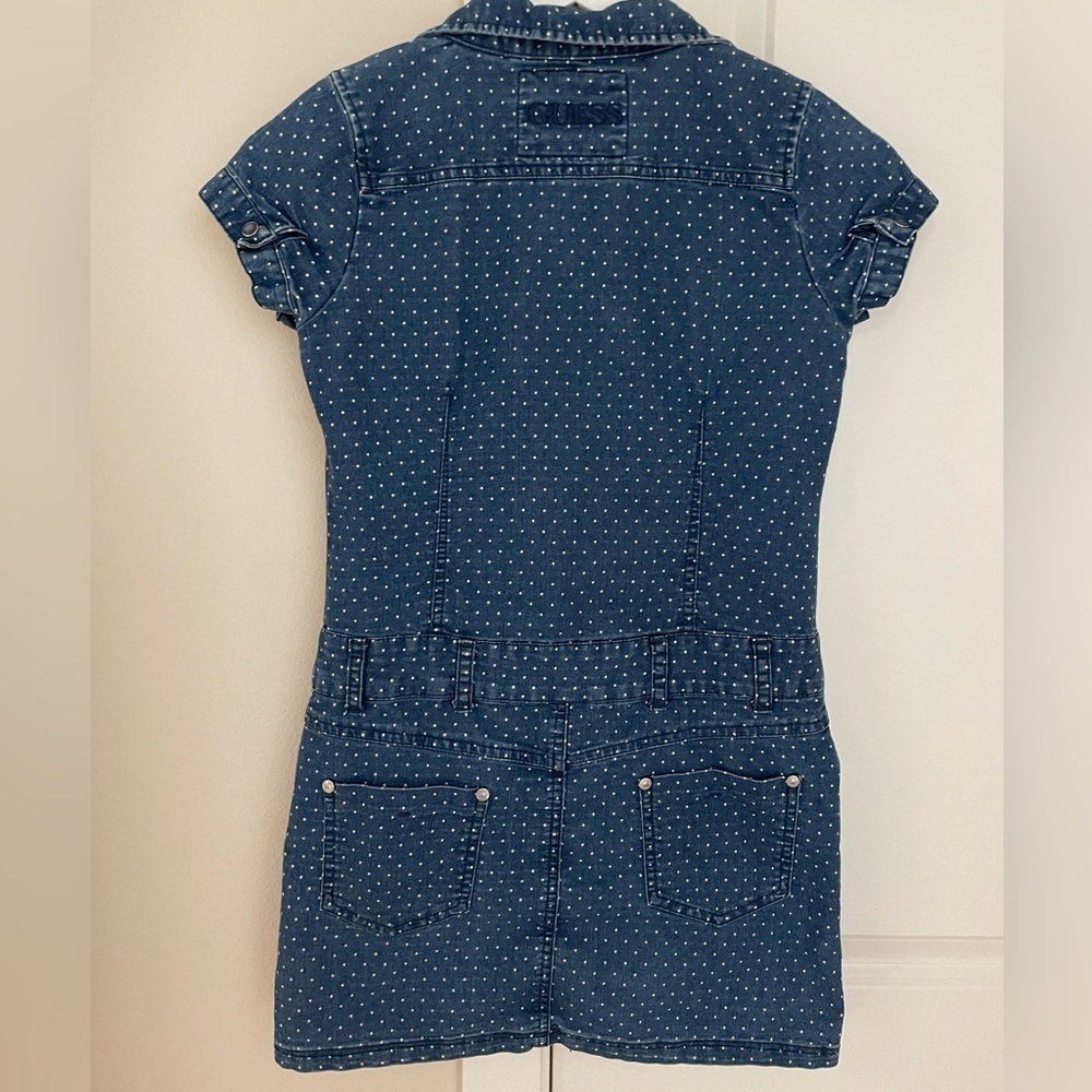 Kids Girls Guess Denim Dress, Cap Sleeve, Snap Up with Dots, Size 14 Jean Dress - Picture 10 of 12